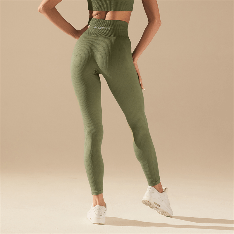 Allwear Bezszwowe legginsy BASIC OLIVE
