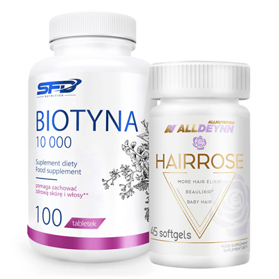 ALLDEYNN Hairrose 45 softgels + SFD NUTRITION Biotyna 10 000 100 tabletek