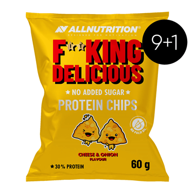 ALLNUTRITION 9+1 Gratis Fitking Delicious Protein Chips Cheese Onion 60g