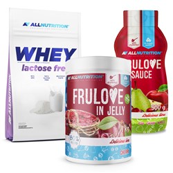 FRULOVE IN JELLY CHERRY 1000g + WHEY LACTOSE FREE PROTEIN 700g + FRULOVE SAUCE PEAR CHERRY APPLE 500