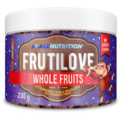 FRUTILOVE WHOLE FRUITS - TRUSKAWKI W MLECZNEJ CZEKOLADZIE OPRÓSZONE PUDREM TRUSKAWKOWYM