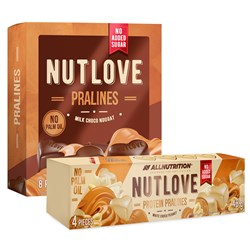 NUTLOVE PRALINES MILK CHOCO NOUGAT 100g + PROTEIN PRALINES WHITE CHOCO PEANUT 48g