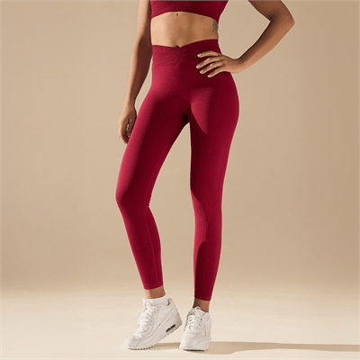 Bezszwowe legginsy BASIC V-WAIST BURGUNDY